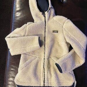 L.L. Bean Cream Fleece Hooded Jacket